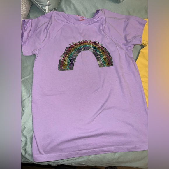 Cat & Jack sequin girls shirts Dalmatian dog and rainbow size 10/12 large. eUC - Picture 2 of 6